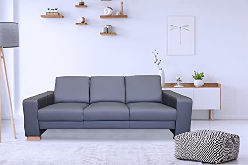 Quattro Meble Dunkelgraues Echtleder Toledo 3 er Sofa Atlanta Extra Breite 205cm Ledersofa Echt Leder Couch große Farbauswahl !