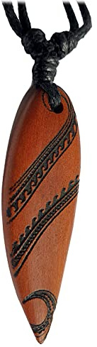 viva-adorno Halskette Surfbrett Holzanhänger graviert Baumwollband Surfer Kette Länge verstellbar HK30g, D6 Wellen