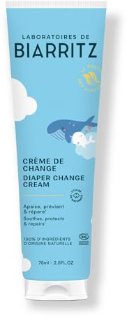 Laboratoires de Biarritz - Crème de Change Pour Bébé - Certifiée Bio - Apaise et Protège la Peau, Prévient les Irritations - Adaptée aux Fesses de Bébé - 75 ml - Fabriquée en France