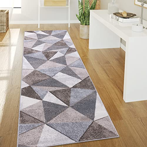 Paco Home Tappeto Salotto Pelo Corto Stile Vintage Astratto Design Moderno Geometrico Motivo Diamante, Dimensione:60x100 cm, Colore:Beige