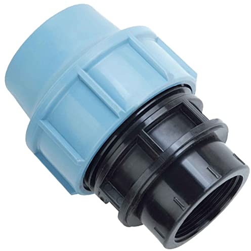 MegaHaustechnik PP Fitting Klemmverbinder mit 1 Zoll Innengewinde für 25mm PE Rohr Außendurchmesser Trinkwasser PN16 Kupplung Verschraubung blau