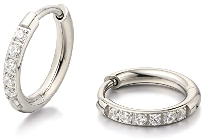 Limerencia Titan Creolen Ohrringe für Damen Herren, G23 Medizinische Hypoallergen Gesundheitsstecker, 8-14MM Ohrringe für empfindliche Ohren Mode Damenschmuck (14mm, Weiß)