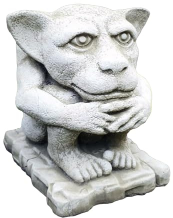 Darthome Stone Goblin Sculpture Big Eared Gargoyle Garden Statue Ornament Grumpy Devil 18cm