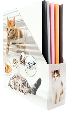 HERMA 19717 Porte-revues pliable A4 avec motif chat 7,5 cm de large en carton solide pour filles et garçons, classeur sur pied pour ranger documents, documents, dossiers, dossiers