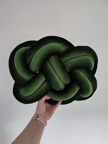 Knot Pillow, Pretzel pillow, Modern Knot Pillows, Forrest Green Knot Pillow, Knot Cushion, Dark Green Flat Pillow, Decorative Cushion