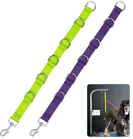 2 Stück Hundepflege Verlängerungsgurt, Schnellverschluss Nylon Verstellbarer Bauchgurt für Hunde Verstellbar Fellpflegetischgurte für Hundepflegeleinentisch (Grün, Lila)