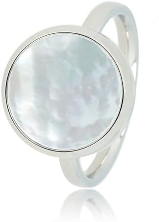 My Bendel - Silberring mit runder Perlenmuschel- Stylischer Ringe für Damen mit echtem Edelstein - Bleibt schön und Verfärbt nicht - Stapeln Ringe - mit Luxuriösen Geschenkverpackung