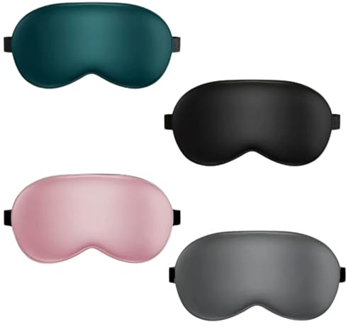 JCKD 4 pieces Anti-leichte Seide Schlaf Gesichtsmaske, weiche und bequeme Augenmasken, verstellbare Augenmasken, geeignet für Kinder, Männer und Frauen Reisen, Ruhe Schlaf Gesichtsmaske (4 Farben)