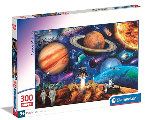 Clementoni Jigsaw Puzzle Space Mission 300 Pieces - Supercolor Puzzle For Children 9-11 Years, Cartoon, Gift For Boy/Girls, Planets, Stars, Puzzle For Kids, Made In Italy, 21724