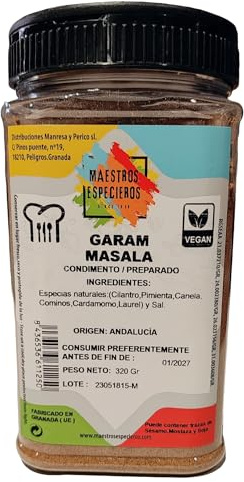 Garam Masala Indio Especias Gourmet · Bote 380g · Currys, Guisos y Platos Veganos Sin Gluten