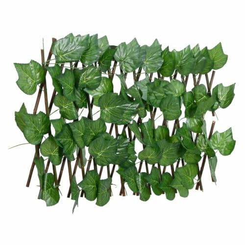 vidaXL Rankgitter mit Künstlichem Weinlaub, Sichtschutz Pflegeleicht Erweiterbar, Spalier für Terrasse Balkon Garten, Blätterzaun Kunstpflanze, Grün 180x20cm
