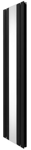 Radiatore a Specchio a Doppia Colonna Verticale 1800mm x 425mm Moderno Designer Nero in Acciaio al Carbonio Montato a Parete Cucina Soggiorno Pulizia Spazzola Kit di Fissaggio e Staffe