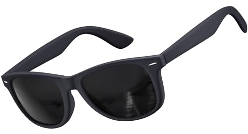 grinderPUNCH Super Dark Black Lens Herren Sonnenbrille Retro Classic 80er Stilvolle Trendy Shades (Schwarz)