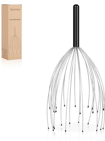 Sancheay Head Massager, 28 Fingers Manual Scalp Head Scratcher, Handheld Scalp Massager for Deep Relaxation, Hair Stimulation and Stress Relief - Black