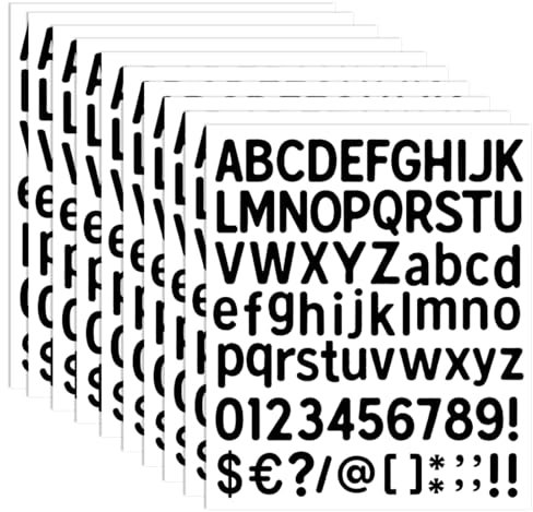 WeddHuis Buchstaben Aufkleber Selbstklebend Schwarz Klebebuchstaben 10 Blatt Selbstklebende Buchstaben Nummern Sticker zum Aufkleben 1 Zoll