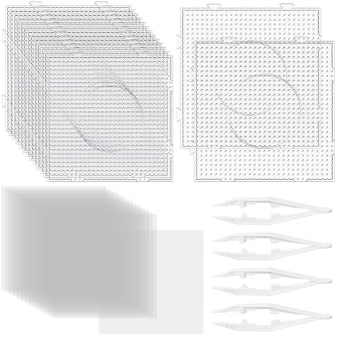 34-Teiliges Set mit 5 mm Bügelperlen-Platten, Transparente Bügelperlen-Steckplatten, Zubehör für Bügelperlen-Steckplattenprojekte