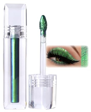 Chamäleon Lidschatten, Grüner Metallic Lidschatten, Flüssige Glitzer Eyeshadow, Schimmernder Eyeshadow, Wasserdichtes, Glattheit, Lang Anhaltend Brillant, Hochpigment Metallic(01Dunkelgrün)