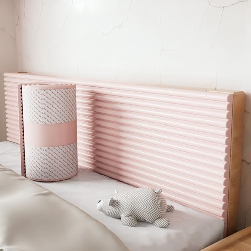 3D Wall Padding Self-Adhesive – Anti-Collision Upholstered Wall Panels for Headboard, Bedroom, Nursery & Home Décor, Peel and Stick Foam Cushion (Pink, 20 * 200CM)