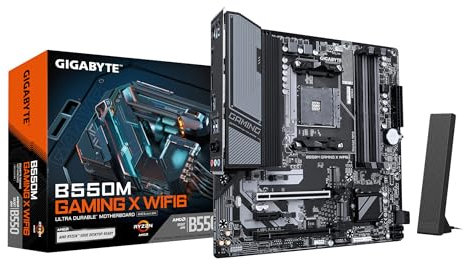 GIGABYTE B550M Gaming X WIFI6 Carte mère - Processeurs AMD Ryzen 5000, VRM 5+3 Phases, jusqu'à 3200 MHz DDR4, 1x M.2 PCIe 4.0 + 1x M.2 PCIe 3.0, Wi-FI 6, LAN 1 GbE, USB 3.2 Gen 1