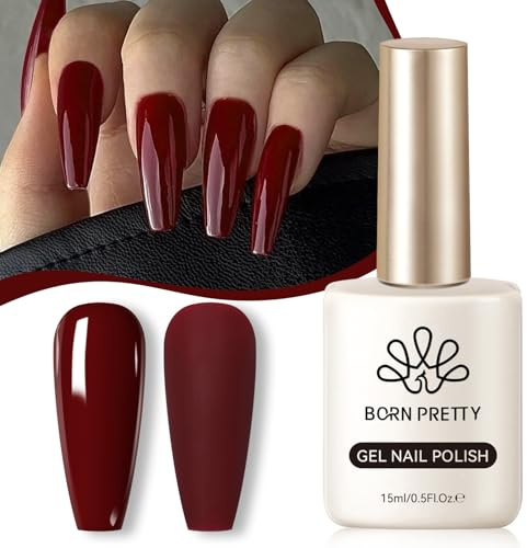 Born Pretty UV Nagellack Rot Burgunder 15ml - Gel Nagellack UV Dunkles Weinrot LED Soak off Manicure Gel Lacquer Varnish