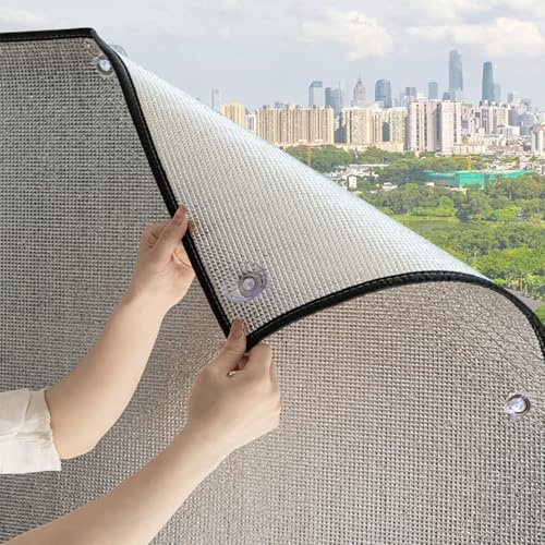 Pellicola Isolante in Foglio di Alluminio,Pellicola Protezione Solare Oscurante,Pellicola Riflettente Privacy,Pellicola Anticalore per Vetri,con Ventosa,Anti UV(130x190 cm)