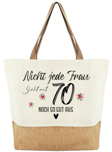 70. Geburtstagsgeschenk Frauen Jutetasche - Nicht jede Frau sieht mit 70 noch so gut aus - Baumwolltasche Personalisiert, Einkaufstasche Damen, Geschenke für Frau Mama Oma Frauen zum Geburtstag