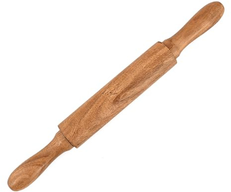 Indus Lifespace Rolling Pins Acacia Wood Professional Baker's Tool for Dough, Pastry, Pizza | Durable & Rustic Kitchen Essential (16 x 1.5 x 1.5)