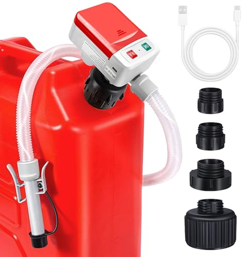 Leikurvo Pompa del carburante con sensore di arresto automatico, pompa di trasferimento del carburante (12 l/min) USB pompa elettrica a benzina con 4 dimensioni adattatori e tubo, pompa di