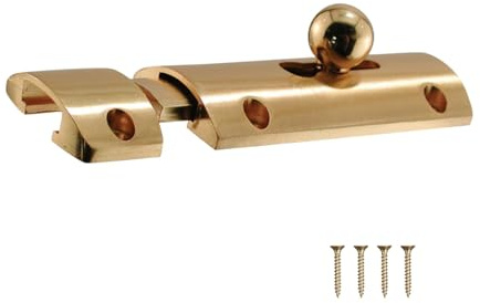 Keypak Convex Door Bolt 76mm Polished Brass Internal Lock | Durable household lock, suitable for use on door, cabinets and cupboards