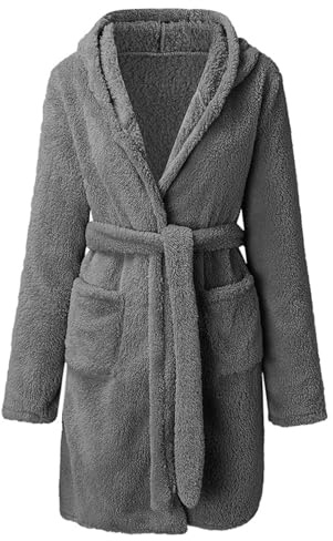Generisch Bata para hombre, albornoz de forro polar, traje de casa grueso, albornoz de franela para invierno, cálido, ropa de baño, manga larga, bata de sauna, Halloween, pijama