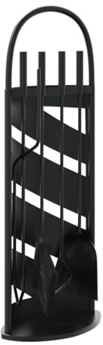 Serviteur de Cheminée, Ensemble d’Outils Ustensile Accessoire pour Cheminée 5 pcs 23x15x66 cm acier