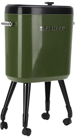 CHEOTIME Bote de basura moderno con patas altas y ruedas, cubo interior extraíble de 15 l, cubo de basura alto y estrecho con ruedas para cocina, oficina, sala de estar, a prueba (Verde)