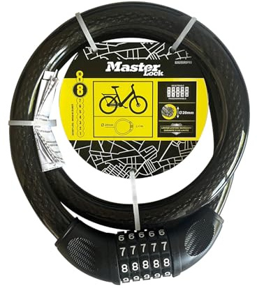Master Lock 8282EURDPRO Bike Cable Lock with Combination Lock, 1m Cable, Black