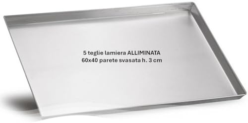 TEGLIA RETTANGOLARE 60 X 40 ALLUMINATA PARETE LATERALE SVASATA H. 3 CM - SET 5 PEZZI