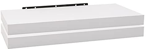 WOLTU 2X Wandregal Wandboard Bücherregal Regale für Deko Wandablagen aus MDF Holz, 2er Set Hängeregal Weiss, 60x23x3,8cm RG9319ws-2