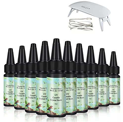 10 stycken 30ML Kristall Epoxiharts härdbart lim + LED-lampa för DIY-hem Professionellt hantverk Smycken Örhängen Halsband Armband Nail Art Accessoarer