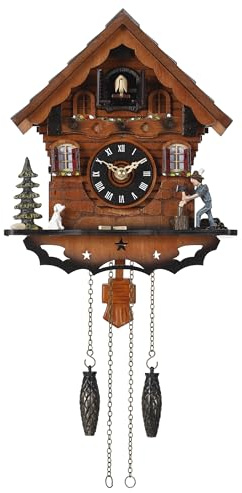 Kintrot Cuckoo Clock Traditional Black Forest Clock Antique Wooden Pendulum Quartz Wall Clock