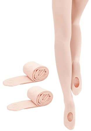 PAPPNTI Girls' Ultra Soft Pro Dance Tights Ballet Transition Daily Student Tights (Toddler/Little Kid/Big Kid) Ballet Pink 2 Pairs M(5-7 Years)