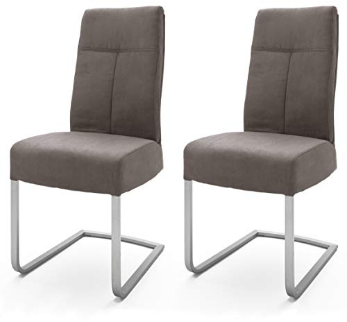 Robas Lund Esszimmerstühle 2er Set Braun, Schwingstuhl Esszimmerstuhl mit Taschenfederkern, Stuhl Talena