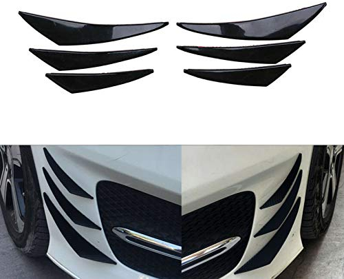 Areyourshop 6 Stück Universal Carbon Fiber PP Auto/Auto Frontstoßflosse Spoiler Canards Black C207-A007