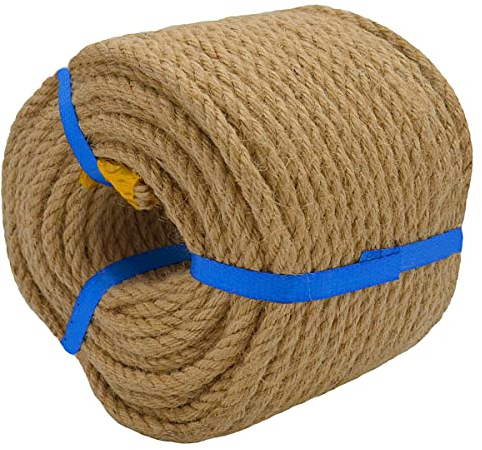 Cuerda de Yute Natural de cáñamo (8 mm x 50 m) Cordel de Yute Fuerte para Manualidades, Poste rascador de Gatos, jardinería, decoración