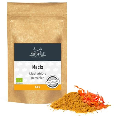 Muskatblüte, Macis, Macisblüte frisch gemahlen. Premium BIO-Qualität direkt aus Gewürzgarten in Sri Lanka, 100g - Pfefferdieb®
