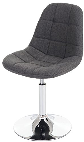 Mendler Esszimmerstuhl HWC-A60, Stuhl Drehstuhl, Retro 50er Jahre Design - Stoff/Textil hellgrau, Chromfuß