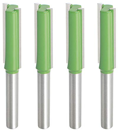 Aopin Router Bit 10mm Cutting Dia 6mm Shank Dia Double Flute Straight Bit Carbide for Woodworking Milling Cutter Tool, Green, Silver, 4Pcs