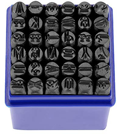 Yosoo Health Gear Schlagzahlen, Alphabet Letters Stamps, 36 Stück 6mm Carbon Steel Number Punch, zum Aufdrucken von Markierungen aus Metall, Holz, Leder und Aufbewahrungskoffer