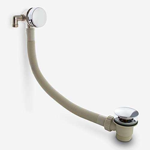 Nes Home Round Bath Overflow Filler with Easy Clean Push Button Waste Bathroom