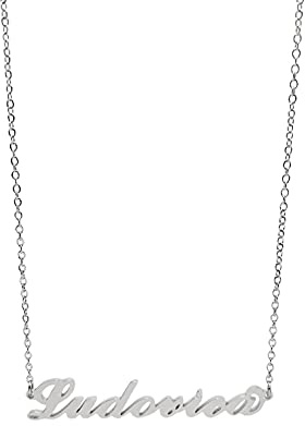 Collana in acciaio con il nome per donna regolabile in corsivo colore argento anallergica girocollo