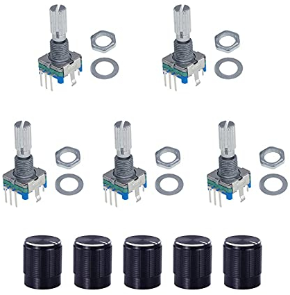 MoK 5 Stück Rotary Encoder Modul, Drehgeber Drehwinkelgeber, EC11 Digital Potentiometer, 360 Grad Drehgeber, für Automobilelektronik, Multimedia-Audio