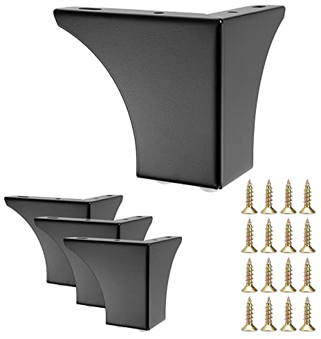 SUMNACON 4Pcs 10cm Metal Sofa Legs Wardrobe Leg Furniture Leg, Modern Solid Sofa Feet Cabinet Feet Table Legs for Replacement (Black) | Modern Solid Cabinet Wardrobe Feet Table Couch Legs Supporting for Light Luxury Furniture DIY Replacement