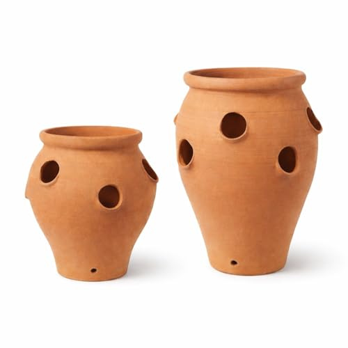 Maceta Barro FRESERA con Agujeros Exterior - para Fresas, Flores O Plantas (40 cms)